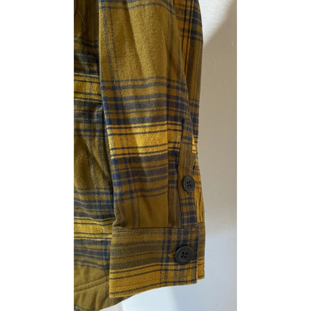 Eddie Bauer Men's Flannel Fleece Lined Shirt Jacket Yellow Plaid Outerwear Sz S - Picture 5 of 15